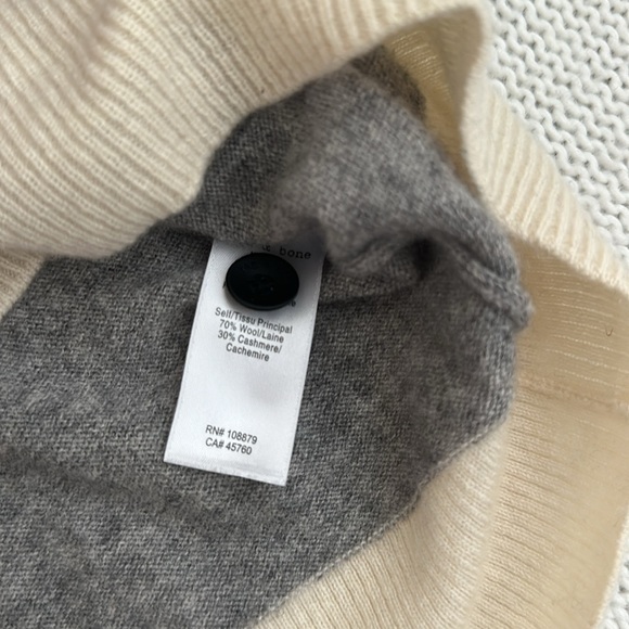 rag & bone Wool/Cashmere Turtleneck Sweater Grey/Navy/Cream Size Small - Picture 3 of 7